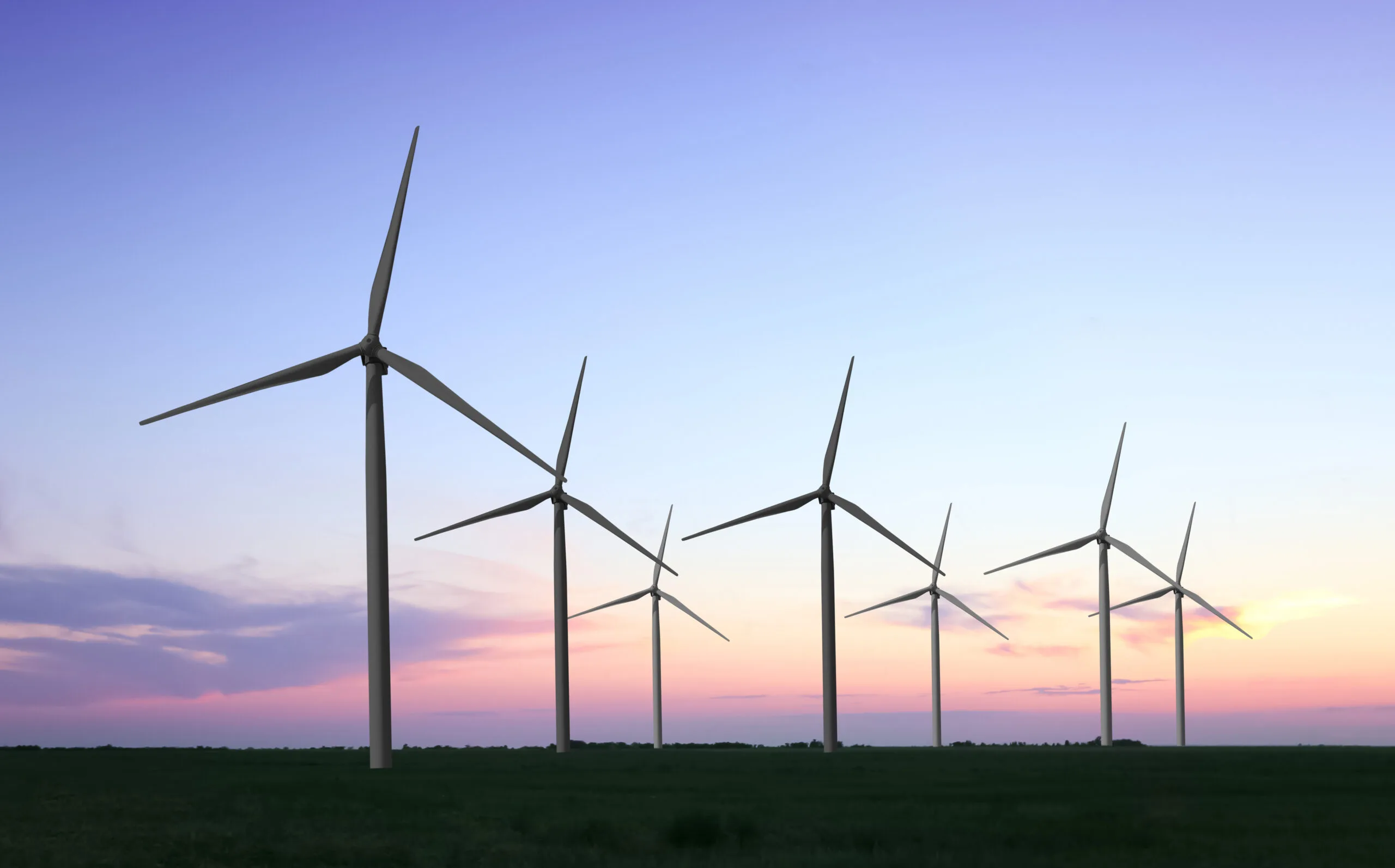 Wind,Turbines,In,Field.,Concept,Of,Eco,Friendly,Thechnology