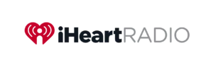 IHeartRadio logo featuring a red heart with a white radio signal inside, followed by the text iHeartRADIO in bold black and gray letters on a light background.