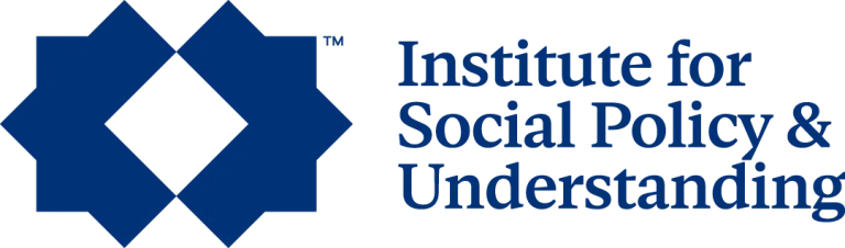 Blue geometric logo next to the words Institute for Social Policy & Understanding in blue text on a white background.