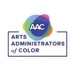 Logo for Arts Administrators of Color (AAC) with overlapping colorful shapes and bold blue text reading “Arts Administrators of Color” beneath the AAC acronym.